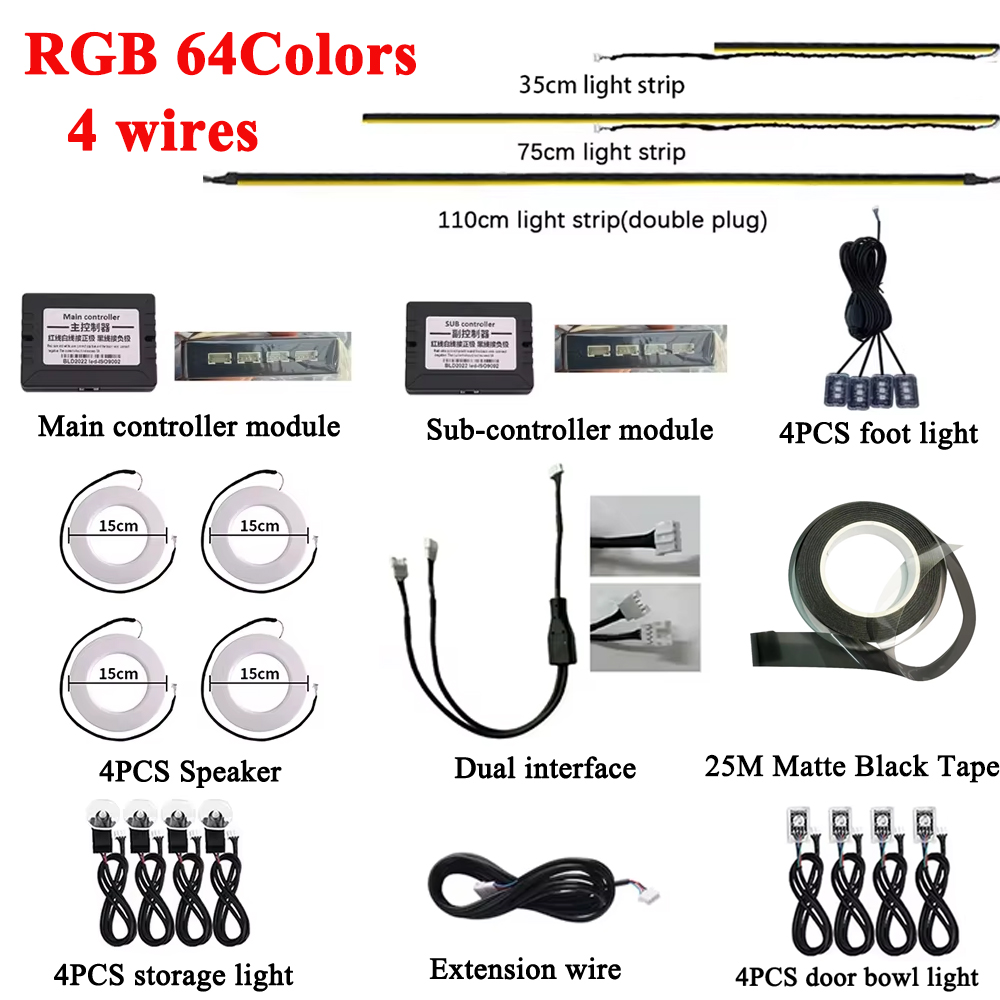 Rgb Hub Sync - RGB 64 Renkli LED Araç Ambiyans