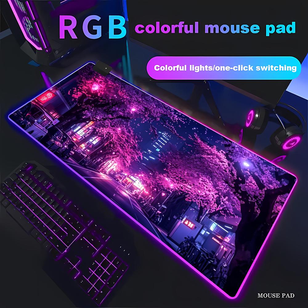 Gaming Accessories Officeworks - RGB Mouse Pad Japon Sokak Mor