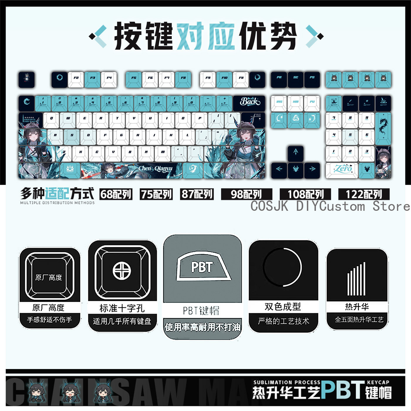 122 Tuşları Anime Chen Qianyu  - Gaming Accessories Computer incelemesi ve fiyatı