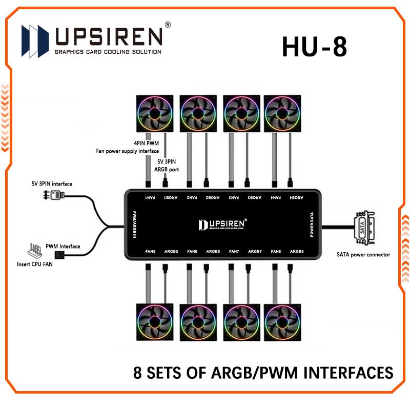 UPSIREN HU-8 şasi Fan Hub,8 ta - Fan Hub Rgb Controller incelemesi ve fiyatı