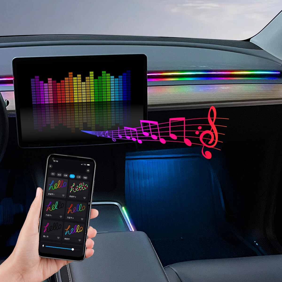 Araba LED ortam ışığı USB 64 r - Rgb Hub Sync incelemesi ve fiyatı